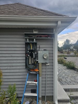 Derry Pool House - The panel in this poolhouse needed to be relocated from inside to outside to make room for new accessories. Derry Pool House - The panel in this poolhouse needed to be relocated from inside to outside to make room for new accessories.