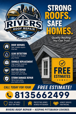 Get Your Free Estimate Today ! - Rivers Roof Repair offers fast, reliable, and affordable roofing services, from leak fixes to full replacements. Our experienced team delivers quality workmanship, honest assessments, and friendly service to keep your home protected. Contact us today for a free estimate!