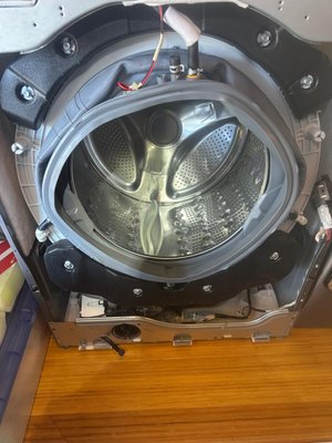 Kenmore Washer - Drain Pump Motor & Door Boot Seal Replacement - This washer had developed a drainage issue along with wear around the door seal. Our team diagnosed a failed drain pump motor, which pumps water out of the machine during the cycle, and also found the door boot seal (gasket) was worn and no longer sealing properly. We replaced both parts, cleaned up the drum area, and reassembled the unit. After testing through a full cycle, the washer was draining properly and sealing tight with no leaks. Kenmore Washer - Drain Pump Motor & Door Boot Seal Replacement - This washer had developed a drainage issue along with wear around the door seal. Our team diagnosed a failed drain pump motor, which pumps water out of the machine during the cycle, and also found the door boot seal (gasket) was worn and no longer sealing properly. We replaced both parts, cleaned up the drum area, and reassembled the unit. After testing through a full cycle, the washer was draining properly and sealing tight with no leaks.