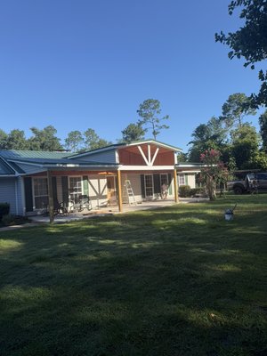 Another custom Porch Ray, City, Georgia - This was a custom Porch that that we built for a customer that had seen one of our other porches we built in Race city we also put a whole new metal roof on this house did the concrete all the framing all the Siding on the porch itself, tongue, and groove recessed, lighting, new fans Another custom Porch Ray, City, Georgia - This was a custom Porch that that we built for a customer that had seen one of our other porches we built in Race city we also put a whole new metal roof on this house did the concrete all the framing all the Siding on the porch itself, tongue, and groove recessed, lighting, new fans