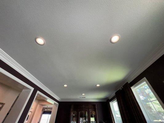 Recessed Lighting In Game Room - Customer wanted to remove existing chandelier and convert it to a recessed light. Added 4 additional recessed lights for a total of 5. Recessed Lighting In Game Room - Customer wanted to remove existing chandelier and convert it to a recessed light. Added 4 additional recessed lights for a total of 5.