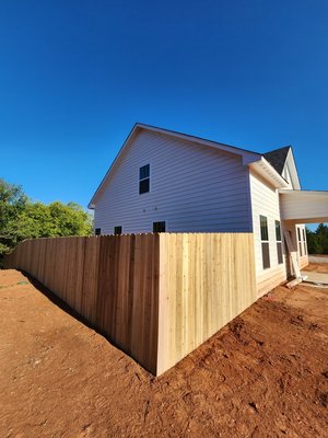 Guthrie Ok. new Western Red Cedar fence for this NEW HOME BUILD!! - This project was estimated, started, and completed within a week so that this customer had a safe place for their fur babies at their new home.