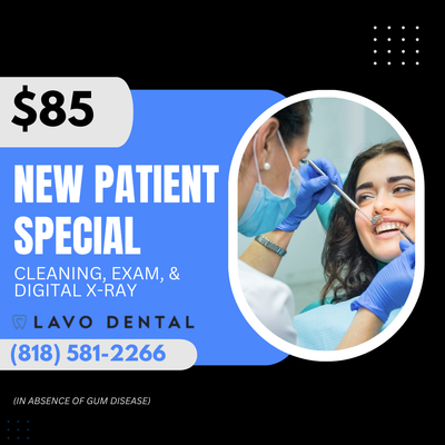 $85 New Patient Special - Cleaning, Exam, & Digital X-Ray - Take advantage of our new patient special for only $85.00! Get a cleaning, exam, & digital x-ray here at our Northridge dental practice. Learn more by calling us now. $85 New Patient Special - Cleaning, Exam, & Digital X-Ray - Take advantage of our new patient special for only $85.00! Get a cleaning, exam, & digital x-ray here at our Northridge dental practice. Learn more by calling us now.