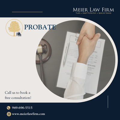 Navigate the Probate Process with Ease - The probate process can be overwhelming, but Meier Law Firm is here to guide you through it with expert advice and personalized services. Let us help you manage estates, resolve disputes, and ensure that the probate process goes smoothly. Call today to schedule a complimentary initial planning session! Navigate the Probate Process with Ease - The probate process can be overwhelming, but Meier Law Firm is here to guide you through it with expert advice and personalized services. Let us help you manage estates, resolve disputes, and ensure that the probate process goes smoothly. Call today to schedule a complimentary initial planning session!