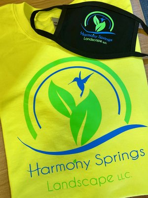Harmony Springs Landscape Logo In Vinyl. - Custom Logo applied in 2 colors of Vinyl.
