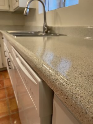Kitchen Countertop Refinishing - On this job we did a a custom color on her counters. She didn’t want to replace, they had just moved in and were looking to getting this done on a tight deadline. Customer was happy with end results and we are glad we were able to accommodate. Kitchen Countertop Refinishing - On this job we did a a custom color on her counters. She didn’t want to replace, they had just moved in and were looking to getting this done on a tight deadline. Customer was happy with end results and we are glad we were able to accommodate.