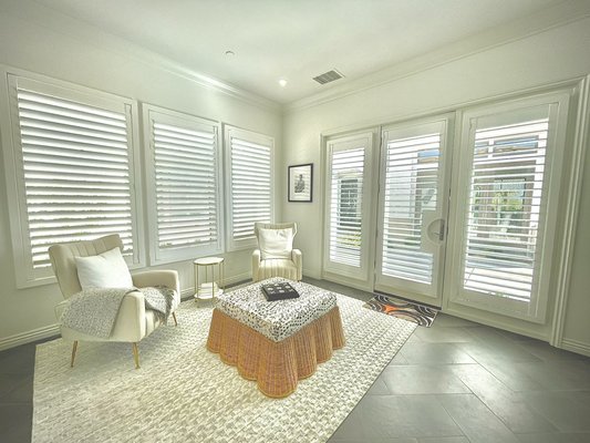 SHUTTERS IN INDIAN WELLS - We offer the best shutters on the market. Packed with features and options including motorized! This project came out beautiful as usual with upgrades such and invisible tilt and split tilt.