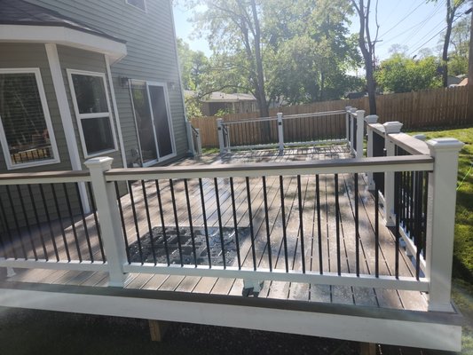New composite deck - this was a new deck built from the ground up. it took about 2 weeks and features multi-tone trimming, composite railing and a cocktail rail system.