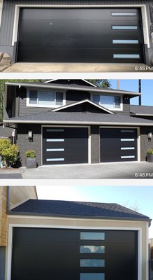 Near door with side windows, flash panel, smooth - This is a flesh panel garage door with side window frosted glass Near door with side windows, flash panel, smooth - This is a flesh panel garage door with side window frosted glass