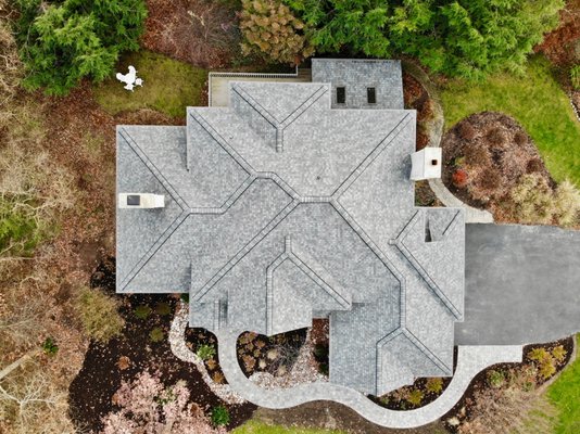 Stevensville Roof & Needle Guard Project - Products Installed: CertainTeed Georgetown Gray LandMark Pro Lifetime Shingles with Light Bronze Lifetime Warranty Needle Guard