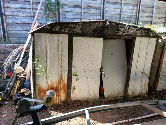 Shed Removal - Just completed a shed removal, Misc. scrap metal, And 1400lbs of tile (inside shed)! Everything was raked, cleaned and swept when we were done. Let us know what service you need and the Genie's can handle it! Shed Removal - Just completed a shed removal, Misc. scrap metal, And 1400lbs of tile (inside shed)! Everything was raked, cleaned and swept when we were done. Let us know what service you need and the Genie's can handle it!