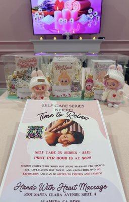 Hands With Heart Healing Services - New Customers Try US out with this Special offer $89/HR Hot stone massage with CBD Sports gel application, hot towel and aromatherapy. Book Today! Hands With Heart Healing Services - New Customers Try US out with this Special offer $89/HR Hot stone massage with CBD Sports gel application, hot towel and aromatherapy. Book Today!