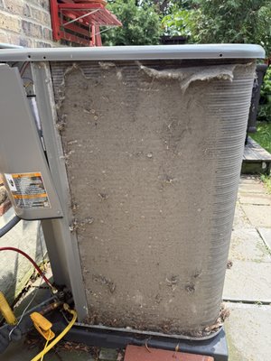 Condenser Coil Cleaning - When you noticing that unit running longer than it should, problem can be hidden in a lot of places. Best thing is to check your outside condenser coil. This is #1 indicator if your air conditioner system is up to maintenance. When we arrived, our customer was saying that humidity doesnt leave their house and unit running non stop. We identified problem with dirty coil and lack of refrigerant. Problem was solved same day.