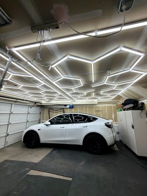 adding lights to a garage, that was not illuminated fully - Honey comb lights installed
