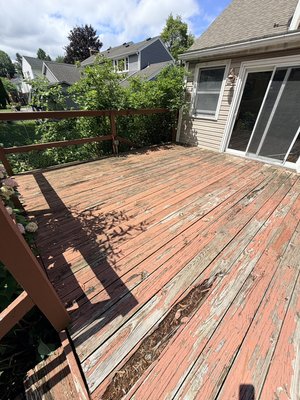 Deck Repair - This client wanted to use her deck more but rotten boards were a safety concern. With a budget in mind we replaced the rotten boards and stair treads. Now she can use her deck for couple more years before a full rebuild.