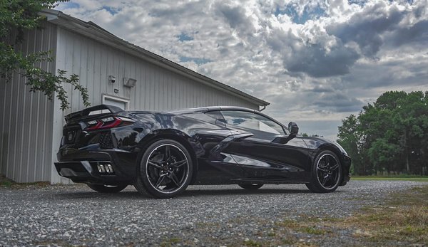 Stingray Ceramic Coating Job - 2024 Stingray needed some paint correction from transport truck straps. Full compound/polish, finished off with a three year ceramic coating on all paint, wheels and headlights/taillights.
