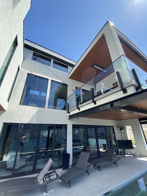 Exterior glass, frame and sill cleaning. First clean in over 3 years. - Post construction interior, exterior and deck glass clean. Exterior glass, frame and sill cleaning. First clean in over 3 years. - Post construction interior, exterior and deck glass clean.