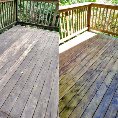 Deck cleaned for restaining - Just wanted pressure wash and mildew treatment for restaining