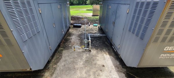 Commercial Gas Line Modify (Gas Main line was leaking) - 2 Large commercial generator has a leak in the main line, we had to modify the gas line to accomodate for the correct BTU amount needed for the two to be running at the same time. Commercial Gas Line Modify (Gas Main line was leaking) - 2 Large commercial generator has a leak in the main line, we had to modify the gas line to accomodate for the correct BTU amount needed for the two to be running at the same time.