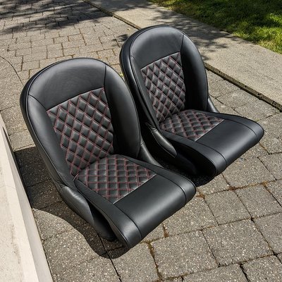 Custom Leather Upholstery - These after-market seats were redesigned and the degraded foam was enhanced. Custom Leather Upholstery - These after-market seats were redesigned and the degraded foam was enhanced.