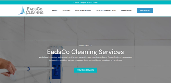 EadsCo Cleaning - Our team is proud to have designed and developed the website for EadsCo Cleaning, a top-rated residential cleaning service in the St. Charles area.
We focused on creating a clean, welcoming, and user-friendly platform that reflects their commitment to creating spotless sanctuaries. The site effectively highlights their full range of services, including deep cleans, residential cleans, and move-in/out cleans, while emphasizing their use of eco-friendly products and a 100% satisfaction guarantee.
Built for seamless navigation and speed, the site makes it easy for visitors to understand their cleaning options and quickly schedule a consultation. It's a digital tool that empowers EadsCo Cleaning to showcase their professionalism and dedication to customer satisfaction.
We're proud to help businesses like EadsCo Cleaning build a strong online presence that matches their reputation for quality and trustworthiness! EadsCo Cleaning - Our team is proud to have designed and developed the website for EadsCo Cleaning, a top-rated residential cleaning service in the St. Charles area.
We focused on creating a clean, welcoming, and user-friendly platform that reflects their commitment to creating spotless sanctuaries. The site effectively highlights their full range of services, including deep cleans, residential cleans, and move-in/out cleans, while emphasizing their use of eco-friendly products and a 100% satisfaction guarantee.
Built for seamless navigation and speed, the site makes it easy for visitors to understand their cleaning options and quickly schedule a consultation. It's a digital tool that empowers EadsCo Cleaning to showcase their professionalism and dedication to customer satisfaction.
We're proud to help businesses like EadsCo Cleaning build a strong online presence that matches their reputation for quality and trustworthiness!