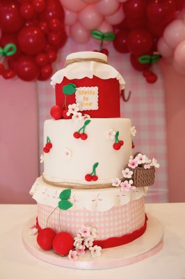 First Birthday Cake - Custom fondant finish Cherry First Birthday Cake First Birthday Cake - Custom fondant finish Cherry First Birthday Cake