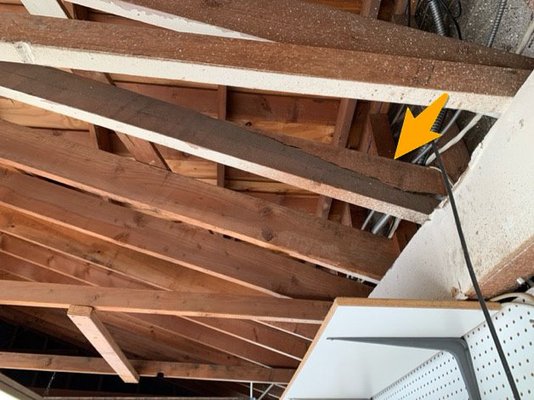 Garage inspection - In our assessment, we identified damage to the roofing framing components within the garage, highlighting potential risks to the structural integrity of the garage roof. It's worth noting that damage of this nature can be easily overlooked or underestimated, emphasizing the importance of a thorough inspection. Garage inspection - In our assessment, we identified damage to the roofing framing components within the garage, highlighting potential risks to the structural integrity of the garage roof. It's worth noting that damage of this nature can be easily overlooked or underestimated, emphasizing the importance of a thorough inspection.