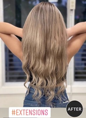 Extensions - We supply human Remi hair, color the extensions, intalled, cut and style. (sew-in.) Extensions - We supply human Remi hair, color the extensions, intalled, cut and style. (sew-in.)