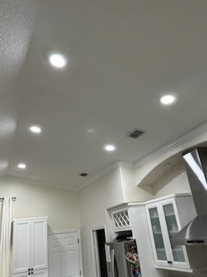 Kitchen Lighting - Customer wanted to give a little upgrade to his kitchen ambiance. These white recess lights did just the trick! Kitchen Lighting - Customer wanted to give a little upgrade to his kitchen ambiance. These white recess lights did just the trick!