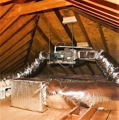 Air Conditioning Unit - We provide hassle free annual maintenance checks on our equipment. We maintenance this AC system once a year to keep the equipment running at peak efficiency. This also allows us to make sure we schedule this attic AC maintenance before the hot weather arrives! We also service this customer's furnices located in the basement.