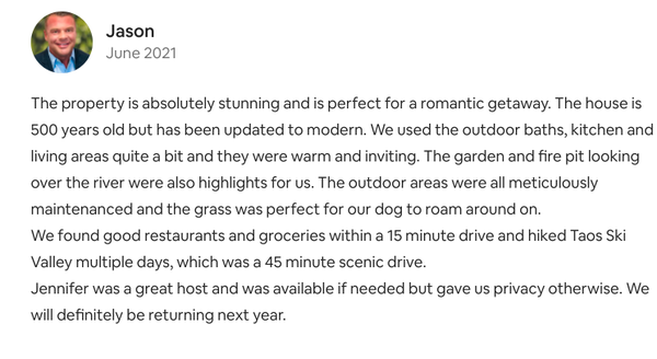 Airbnb Reviews - Check out our recent Reviews from satisfied people that loved our stay with us. We appreciate you all!