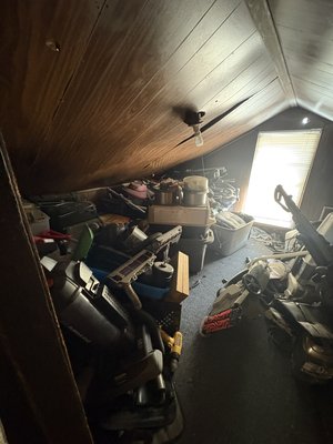Attic Cleanout - This cleanup was done for a customer moving out of their house after 20 years! The Cleanout was an entire attic full which came out to about 2.5 loads total! Attic Cleanout - This cleanup was done for a customer moving out of their house after 20 years! The Cleanout was an entire attic full which came out to about 2.5 loads total!