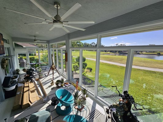 3% Solar Shades Before & After - One of our valued customers was looking to enhance their stunning lakefront view, framed by tall windows that brought in an abundance of natural light—but also a significant amount of glare and heat. To solve this, Royal Shades & Blinds installed elegant 3% solar shades, perfectly balancing light control with visibility. These shades subtly filter the sunlight, reducing glare while still preserving the beautiful outdoor scenery. In addition to improving comfort, the solar shades also provide excellent UV protection and help minimize heat buildup, making the space cooler and protecting furniture from sun damage. Now, the room is not only visually inviting but also a comfortable retreat—perfect for relaxing and enjoying a good book without the harsh effects of the sun.