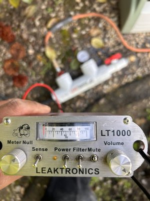 Leak detection - We have our listening device that we use to determine where leaks are located. We use regular air to find our gas leaks, CO2  and compressed are used to find our water leaks.