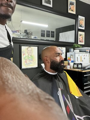 Basic haircut 35$
Kids cut under 10 17$
Beard trim and facial/ steamer 45$
Beard trim/ fade 50$
Head shave package includes/ steamer 75$ - Head shave package includes; steamer+aloe gel+beard oil+Toner+ hot towels 75$
Basic haircut 35
Kids Marvel package includes caricature Basic haircut 35$
Kids cut under 10 17$
Beard trim and facial/ steamer 45$
Beard trim/ fade 50$
Head shave package includes/ steamer 75$ - Head shave package includes; steamer+aloe gel+beard oil+Toner+ hot towels 75$
Basic haircut 35
Kids Marvel package includes caricature