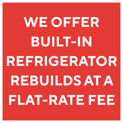 APPLIANCE 911 REPAIR SERVICE - WE OFFER BUILT-IN REFRIGERATOR REBUILDS AT A FLAT RATE FEE. PLEASE CALL 415-416-7283 APPLIANCE 911 REPAIR SERVICE - WE OFFER BUILT-IN REFRIGERATOR REBUILDS AT A FLAT RATE FEE. PLEASE CALL 415-416-7283
