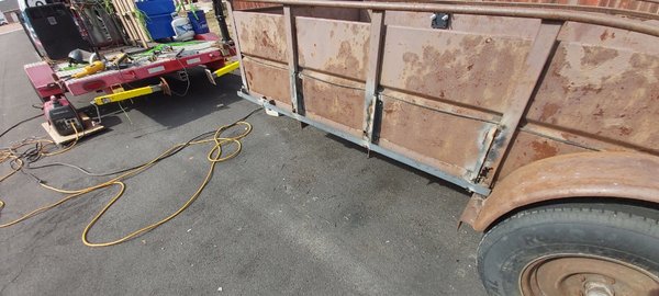 trailer repair or upgrade - This trailer had the side supports rusted out. I added support stiffeners exactly how the customer wanted.
This restored the structural support and strength. I also added flatbar for the customer to secure loads down. Customer wanted a low cost solution due to the age of the trailer. trailer repair or upgrade - This trailer had the side supports rusted out. I added support stiffeners exactly how the customer wanted.
This restored the structural support and strength. I also added flatbar for the customer to secure loads down. Customer wanted a low cost solution due to the age of the trailer.