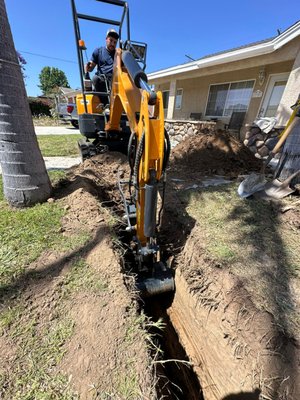 Trench digging with Diesel Excavator - The client in Torrance, CA needed a trench dug out, The contractors asked for $7000+ he rented a mini excavator for $125/day and did it in two days Trench digging with Diesel Excavator - The client in Torrance, CA needed a trench dug out, The contractors asked for $7000+ he rented a mini excavator for $125/day and did it in two days