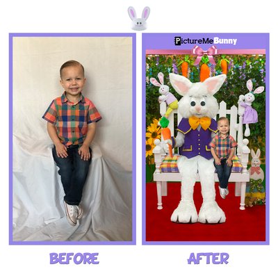 Easter Bunny Photos (Before & Afters - Don't Miss Your Bunny Photos Due To Coronavirus!
STAY HOME & STAY SAFE! We made it easy! Simply take a photo and upload it, we will photoshop your image with our Easter Bunny!

This years photos symbolizes the struggle, the fight, and overcoming. We will all look back at these photos one day with a story to share knowing we have the ability to get through anything together. PictureMeBunny appreciates you all as you are supporting our small business during these difficult times as our family lost all of our Easter Events and Photo contracts! We are praying for everyone and trying to stay positive. 

#PictureMeBunny #Family