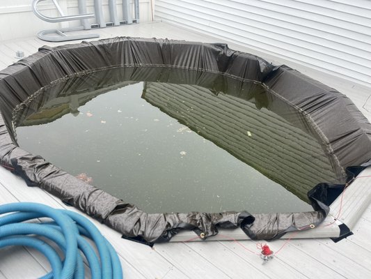 Liner Lift - This above-ground pool renovation included a full liner replacement, starting with the removal of the old liner and pumping out residual water. New wall foam was installed to provide added protection and insulation, ensuring a smooth surface for the final phase. The project was completed with a flawlessly fitted new liner, delivering a refreshed, durable finish that enhances both the pool’s appearance and lifespan—ready for a season of worry-free enjoyment. Liner Lift - This above-ground pool renovation included a full liner replacement, starting with the removal of the old liner and pumping out residual water. New wall foam was installed to provide added protection and insulation, ensuring a smooth surface for the final phase. The project was completed with a flawlessly fitted new liner, delivering a refreshed, durable finish that enhances both the pool’s appearance and lifespan—ready for a season of worry-free enjoyment.