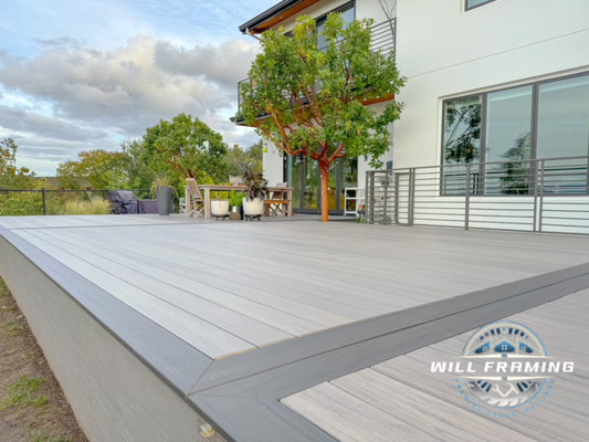 Deck Addition in Los Altos Hills - This project involved the addition of a 500 square-foot deck to the property, located in Los Altos Hills. The decking material selected was TimberTech in the “Ashwood” color, creating a modern and elegant outdoor living space. To enhance the deck’s visual appeal, an “Expresso” border was installed around the perimeter, providing a rich contrast and distinct finishing touch. Deck Addition in Los Altos Hills - This project involved the addition of a 500 square-foot deck to the property, located in Los Altos Hills. The decking material selected was TimberTech in the “Ashwood” color, creating a modern and elegant outdoor living space. To enhance the deck’s visual appeal, an “Expresso” border was installed around the perimeter, providing a rich contrast and distinct finishing touch.