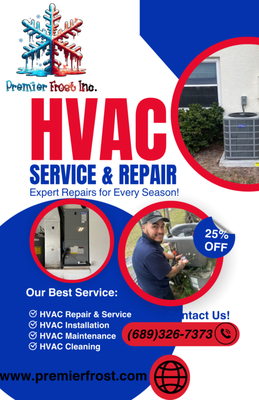 HVAC SERVICES - Give us a Call ANYTIME! (25% OFF SELECT Repairs) HVAC SERVICES - Give us a Call ANYTIME! (25% OFF SELECT Repairs)