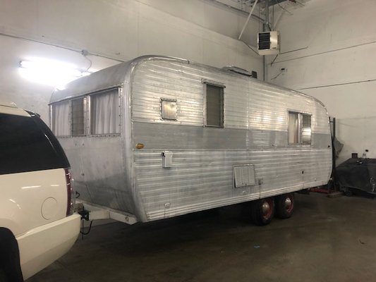 1959 Boles Aero Restoration with new floor plan - This Boles had a rear bath side side bed, the client wanted to use this trailer with their smaller children so we changed the layout to a queen bed with top bunk and moved the bathroom to the side of the trailer. We also did a slide out sofa up front for additional sleeping. The trailer feels original but is 100% new. 1959 Boles Aero Restoration with new floor plan - This Boles had a rear bath side side bed, the client wanted to use this trailer with their smaller children so we changed the layout to a queen bed with top bunk and moved the bathroom to the side of the trailer. We also did a slide out sofa up front for additional sleeping. The trailer feels original but is 100% new.