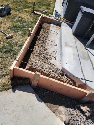 Addition to hot tub slab - This project was a quick one-day project, we added onto the customers' existing hot tub slab. Addition to hot tub slab - This project was a quick one-day project, we added onto the customers' existing hot tub slab.
