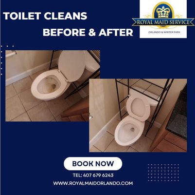 Toilet Before & After Clean - Toilets are often the least cared for room in the house. Our cleaners are trained in what to do to get your toilet looking brand new. With the right chemicals and equipment it's a breeze. Toilet Before & After Clean - Toilets are often the least cared for room in the house. Our cleaners are trained in what to do to get your toilet looking brand new. With the right chemicals and equipment it's a breeze.