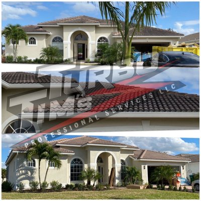 Home Pressure Washing - Here at Turbo Tim’s we use a blend of pressure, detergents, and physical agitation to achieve deep, lasting results. We climb ladders, hand scrub surfaces, and treat stains as needed. The difference between Turbo Tim’s Professional Services and most other pressure washing companies here in Fort Myers is the quality of our work, our devotion to customer service, and our relentless pursuit of perfection. Whether you are in need of a house wash, a driveway cleaning, or a roof cleaning; Turbo Tim’s can take care of it for you. Home Pressure Washing - Here at Turbo Tim’s we use a blend of pressure, detergents, and physical agitation to achieve deep, lasting results. We climb ladders, hand scrub surfaces, and treat stains as needed. The difference between Turbo Tim’s Professional Services and most other pressure washing companies here in Fort Myers is the quality of our work, our devotion to customer service, and our relentless pursuit of perfection. Whether you are in need of a house wash, a driveway cleaning, or a roof cleaning; Turbo Tim’s can take care of it for you.