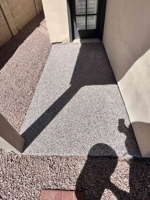 Sedona Frost Patio Floor Coating - This outdoor patio was upgraded with a Sedona Frost floor finish, giving the concrete a clean, refreshed look and a more polished appearance. Sedona Frost Patio Floor Coating - This outdoor patio was upgraded with a Sedona Frost floor finish, giving the concrete a clean, refreshed look and a more polished appearance.