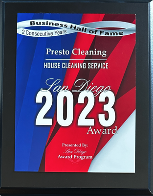 Awards and Recognition - When it comes to cleaning your home, it is all about trust, detail, protection of you and all your surfaces.
That is why more homeowners in San Diego communities trust Presto Cleaning for their cleaning needs. We live here too and believe that our best testimonials are word of mouth ones. Each of our cleaning staff undergoes background checks and full training so you can trust us each time you call us for our cleaning services. Awards and Recognition - When it comes to cleaning your home, it is all about trust, detail, protection of you and all your surfaces.
That is why more homeowners in San Diego communities trust Presto Cleaning for their cleaning needs. We live here too and believe that our best testimonials are word of mouth ones. Each of our cleaning staff undergoes background checks and full training so you can trust us each time you call us for our cleaning services.
