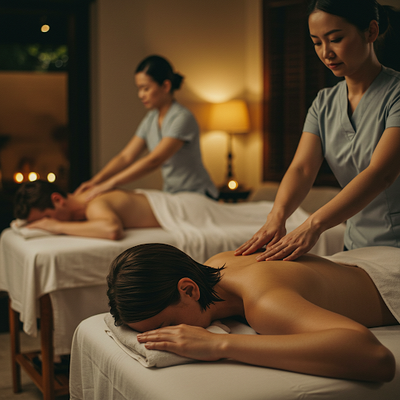 Couple massage - Escape the everyday with our couples massage. Imagine relaxing on side-by-side tables in a peaceful, private room, both receiving soothing massages tailored to your individual needs. It’s a shared journey into relaxation, perfect for partners, friends, or family members looking to connect and unwind together.