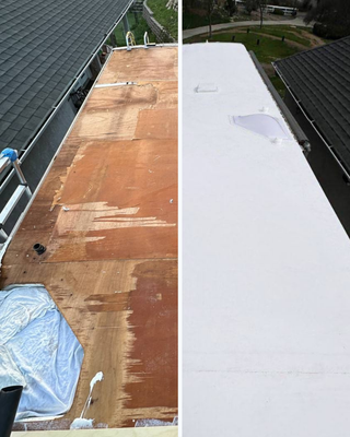 Replaced with a new PVC roof - Daniel brought in his 39' 2004 Meridian Itasca after a challenging windstorm tore off a piece of the fiberglass roof. We replaced it with a new PVC roof and provided a 20-year warranty. Replaced with a new PVC roof - Daniel brought in his 39' 2004 Meridian Itasca after a challenging windstorm tore off a piece of the fiberglass roof. We replaced it with a new PVC roof and provided a 20-year warranty.